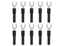 10pcs Conectores de Fio Garfo Latão Y Type 6mm 4mm Banana Plug 30vac 60vdc 10a Preto