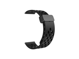Pulseira magnética de silicone perfurado para Huawei GT5, Samsung Watch 6, Xiaomi S4, Band 9 Pro, Redmi Preta Com Fivela
