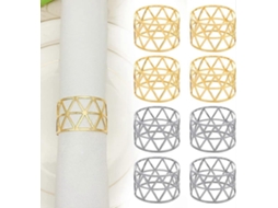 Rebe 8 Anéis de Guardanapo de Metal Reutilizáveis 45mm Oco Duráveis para Banquete Casamento Festa Aniversário Ouro e Prata
