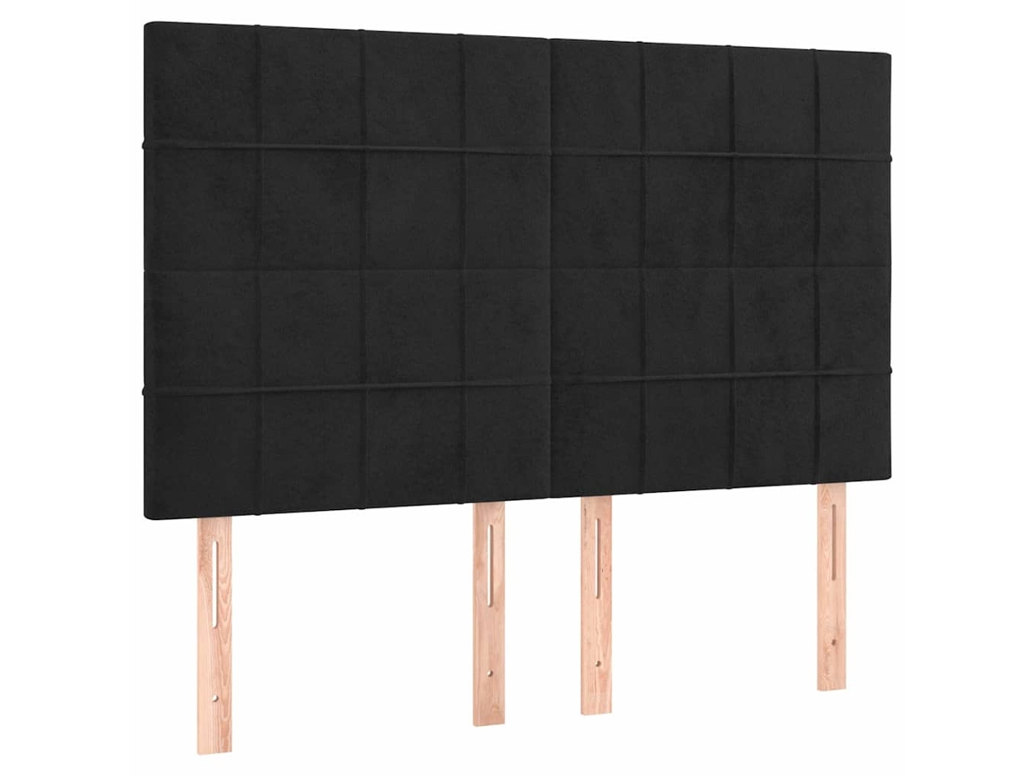 Conjunto 1 Cabeceira Vidaxl Preto Veludo (144 X 5 X 128 Cm)