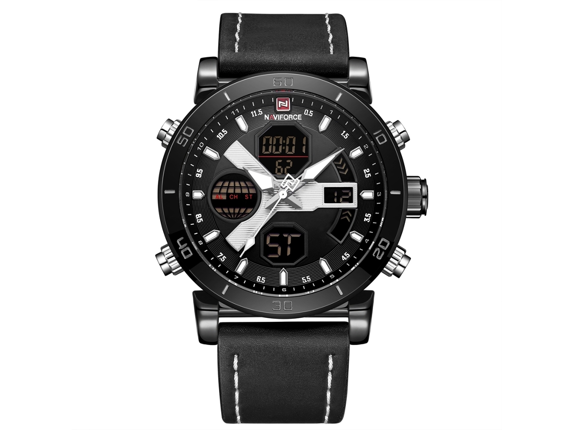 Relógio Masculino de Quartzo com Pulseira de Couro 3atm À Prova D'água Fashion