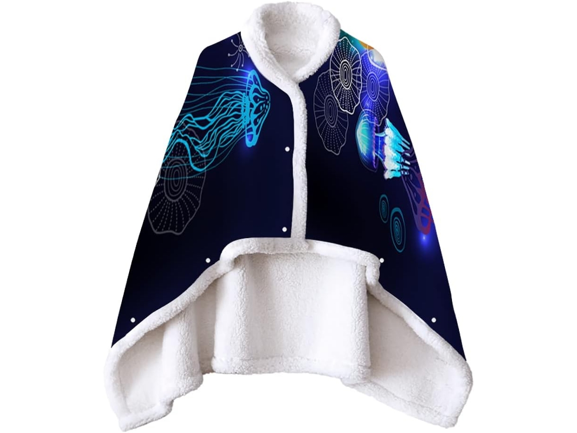 Manta de Lã Sherpa Fansu Grossa Macia Estampada com Botões em Microfibra Ideal para o Inverno Adultos e Crianç