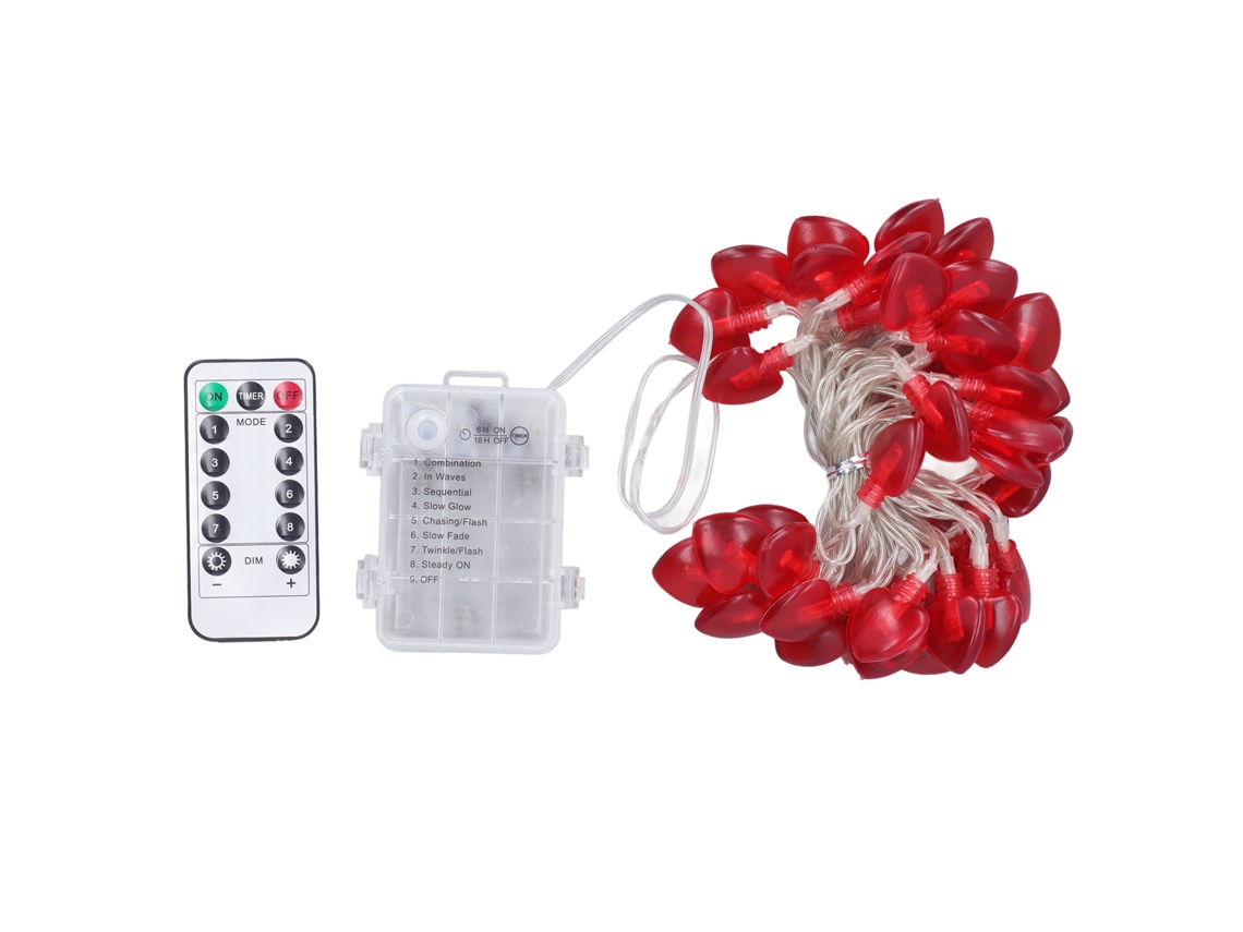 Luzes de Coração 40 Led Bateria 4m Vermelho para Casamentos