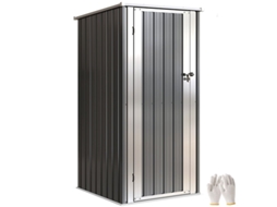Casinha de Jardim 0,69m² com Telhado Inclinado,porta com Fechadura e Barras de Suporte 83x89x163cm Cor Cinza Antracite MEGA ECHO TRADE SHOP