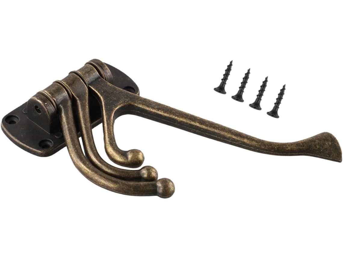 Cabide De Parede Dobrável Bronze Com 3 Braços Giratórios, Resistente E Feito De Ferro, Ideal Para Roupas, Toalhas