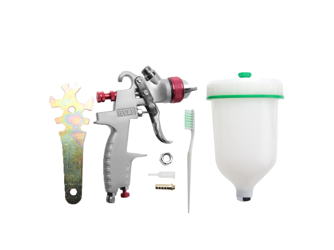 Pistola de pintura profissional com bico de 1,4 mm e alimentação por gravidade para pintura de móveis automotivos.