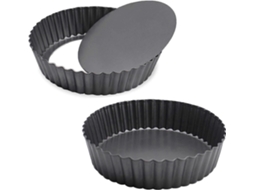 2 Moldes de Tarta Antiadherentes, Molde de Quiche de Acero Carbónico Con Fondo Desmontable (11 Pulgadas)