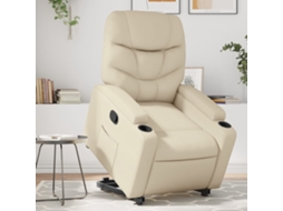 Poltrona reclinável elevatória couro artificial cor creme