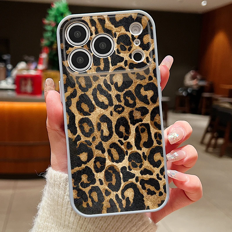 Capa Magnética Para Iphone 17 Com Estampa De Leopardo (cinza), Resistente A Impactos.