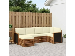 Vidaxl Conjunto De Sofás Para Exterior 5 Unid. Natural E Creme