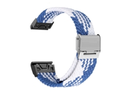 Bracelete Pulseira Entrançada Flexível Para Garmin Fenix 7 Solar Edition Azul E Branco Facpoet