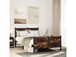 Estrutura De Cama Sem Colchão 120x190 Cm Metal Carvalho Fumado