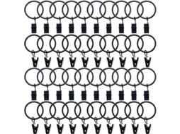Nova Line 40 Anéis de Cortina de Metal com Clips Diâmetro Interno 32mm Preto