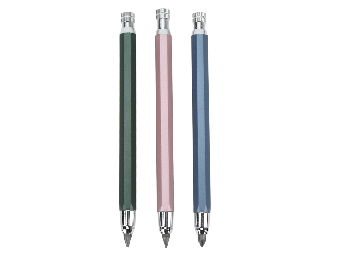 3 Peças De Lápis Mecânico De Carpinteiro 5.6mm Ferramenta De Marcação Kit Para Trabalho De Madeira Azul Rosa Verde
