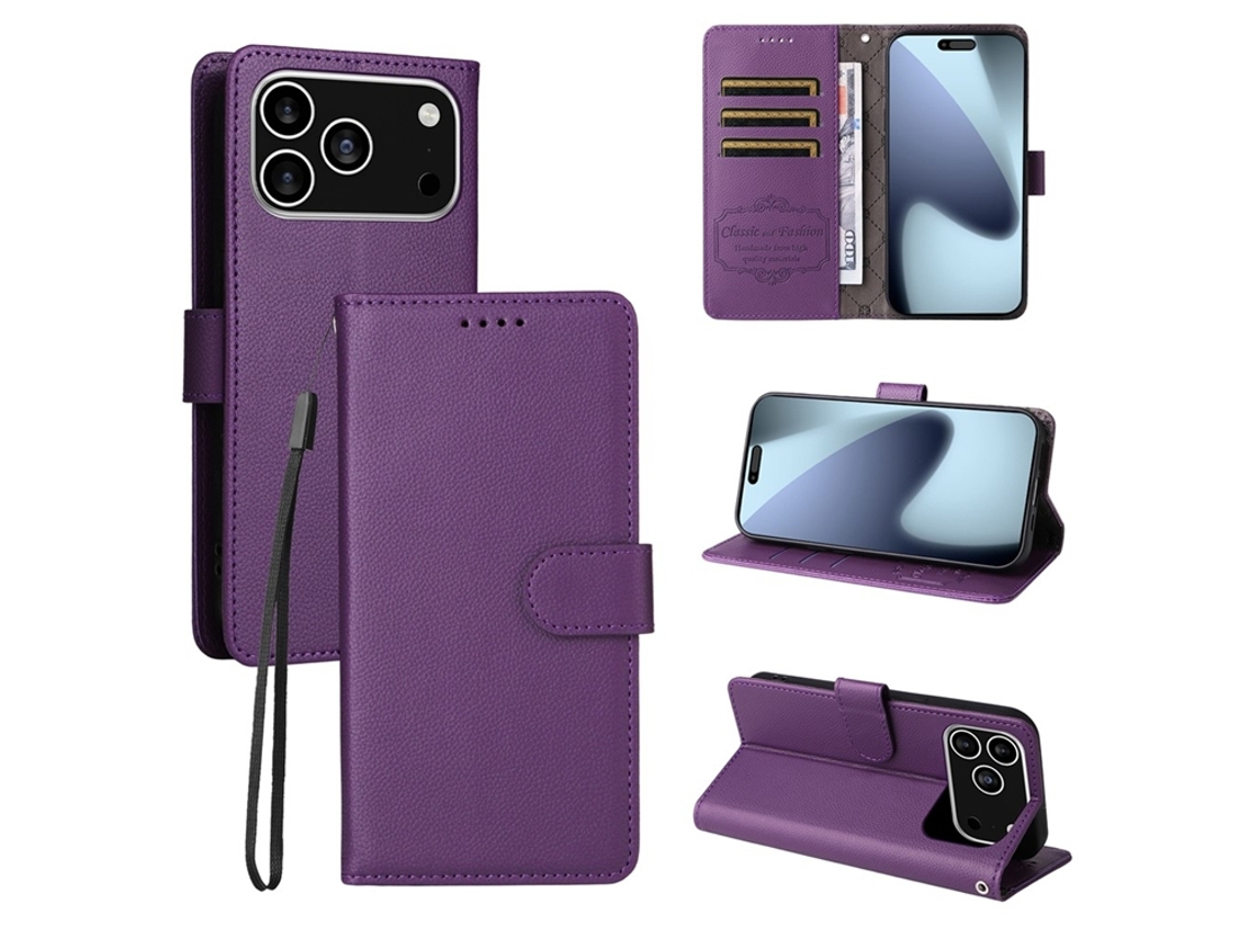 Capa Carteira Para Iphone 17 Pro Com Bloqueio Rfid E Alça De Pulso.
