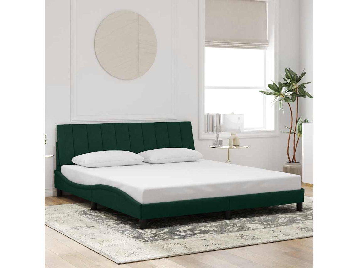 Vidaxl Estrutura De Cama Sem Colchão Hanko 180x200 Cm Veludo Verde-escuro
