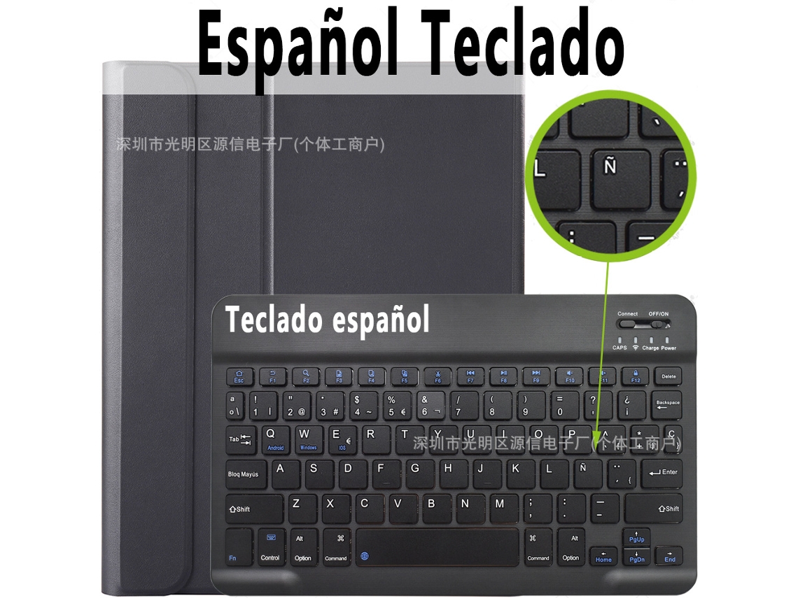 Capa De Couro Preta Obsidiana Com Teclado Bluetooth Para Xiaomi Mi 6/6 Pro 11 Polegadas 2023 (espanhol)