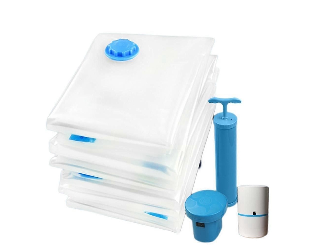Saco De Armazenamento A Vácuo Para Viagem Com Bomba Ar Manual (azul-rrb-lue), Compressão Roupas, Bols Compacta Que Economiza Espaço.