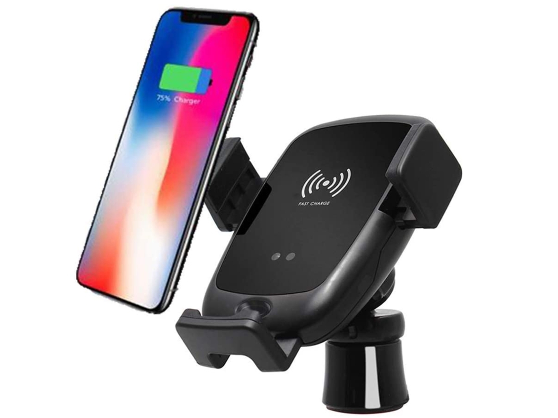 Carregador Carro Sem Qi Fixação Fast Wireless Car Charging para iPhone XR/XS YIZHOOD Preto