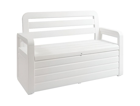 Caixa de Jardim 270L Efeito Madeira Branca Toolmax 132 X 58 X H89 Cm Resina Inalterável Anti Uv Alta Resistência Ao Gelo e Às Intempéries TOOMAX