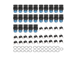 Conjunto de 25 Interruptores Seletor de Chave de 2 Posições com Auto Bloqueio Quadrado 16mm Bemla1611Y/21F