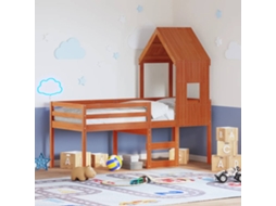 Vidaxl Cama Alta Com Telhado 80x200 Cm Pinho Maciço Castanho-mel