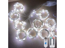 Cordão de Luzes Led com Controle Remoto Usb, 8 Modos. MDUG (luz Branca, 3mx3m, 300 Leds)