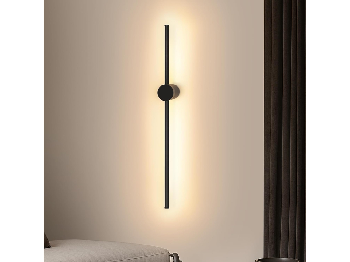 Lâmpada Parede Led Preta 60cm