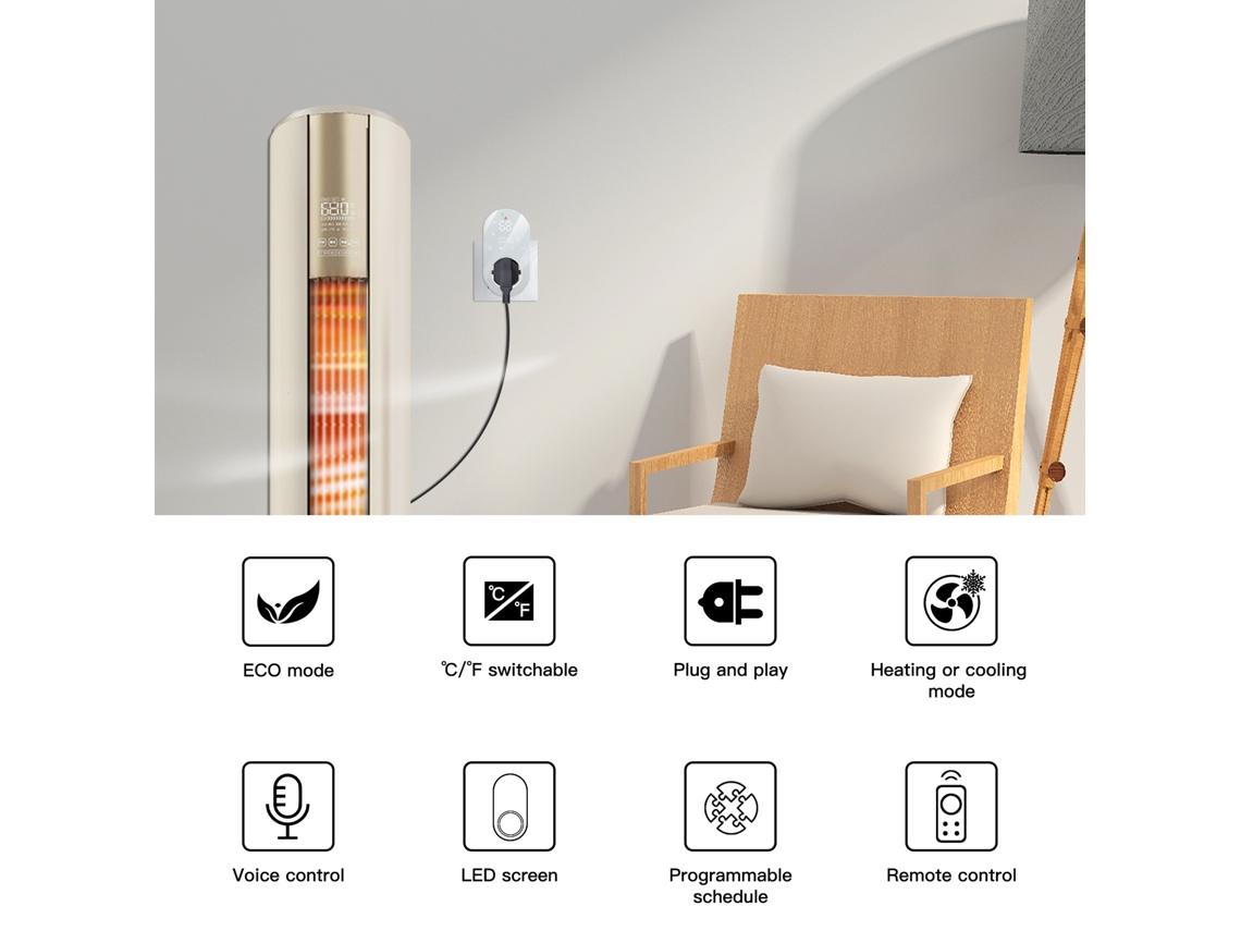 Enchufe Termostato Inteligente Wifi Led 16a Horário Economia De Energia