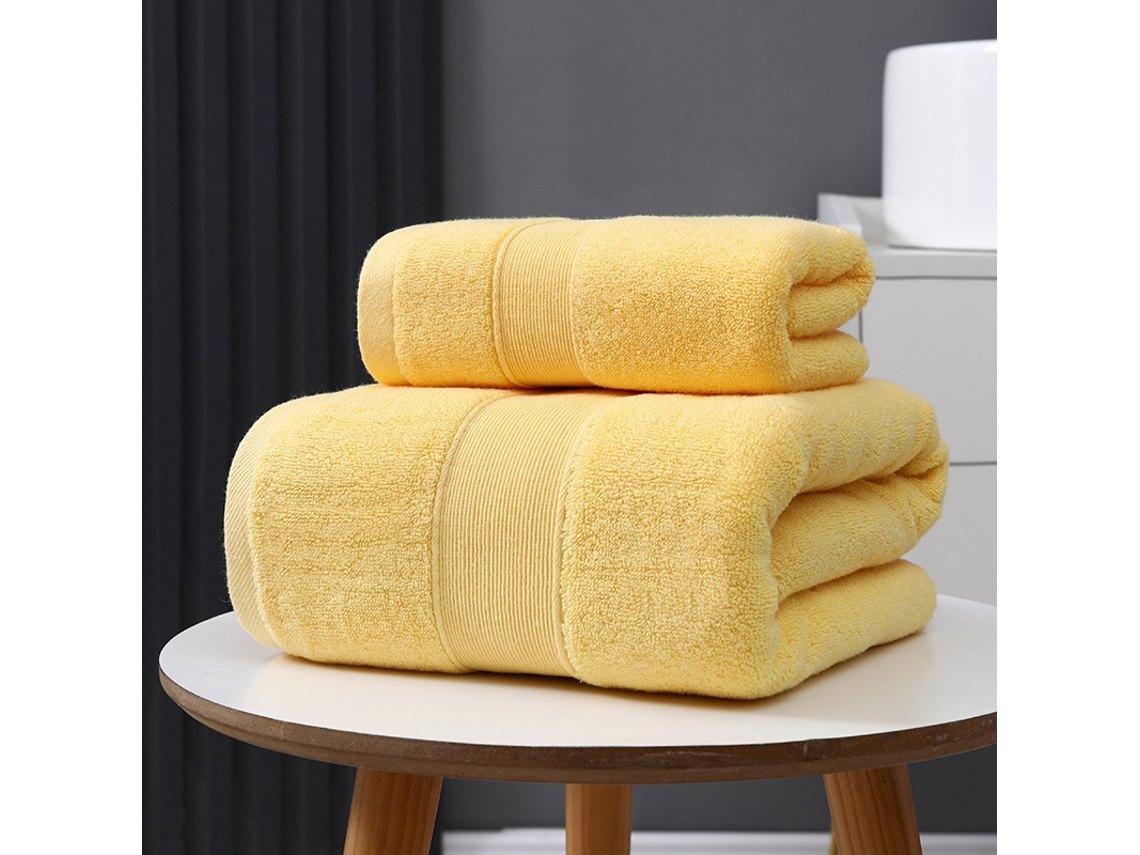 Toalhas De Banho, Super Suaves E Altamente Absorventes, Ideais Para Banho, Mãos, Rosto, Ginásio E Spa.(2 Peças) Amarelo Hexinyigjly