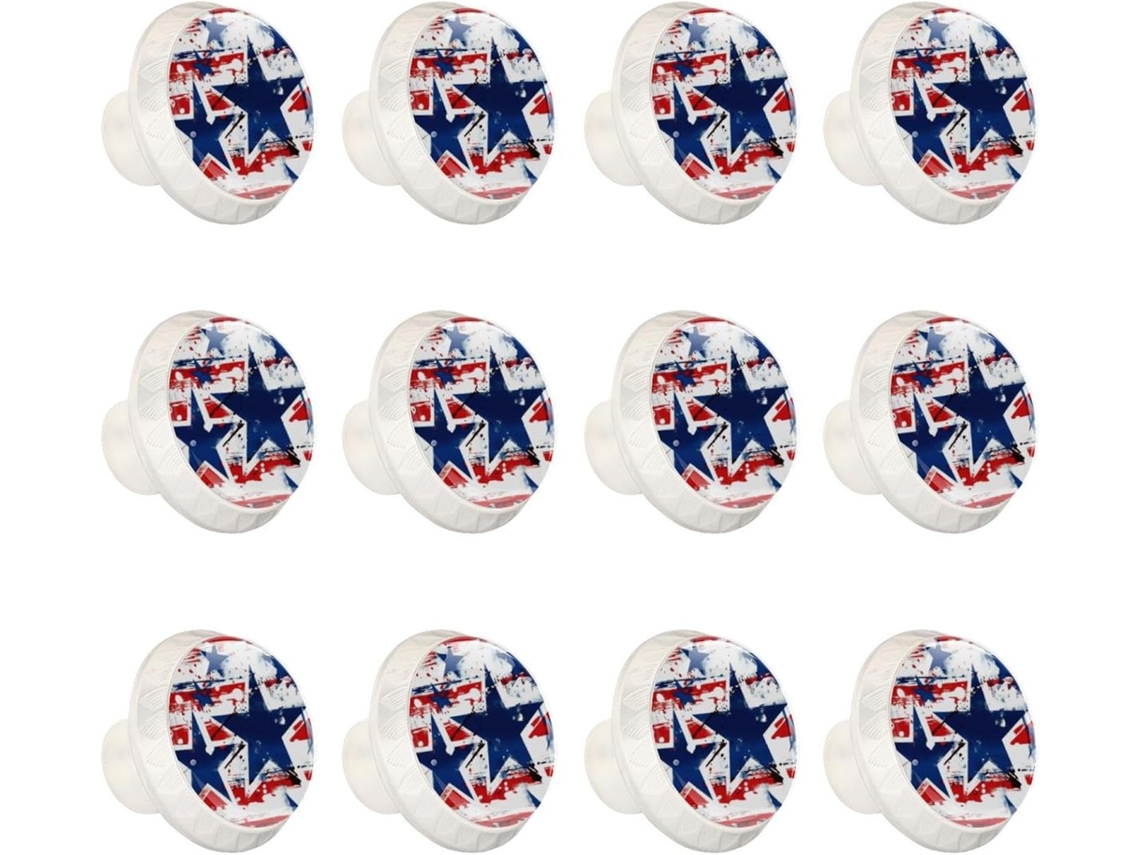 Puxadores Redondos Para Armários De Cozinha, Puxadores Para Gavetas De Cômoda, 12 Peças, Bandeira Americana 4de Julho