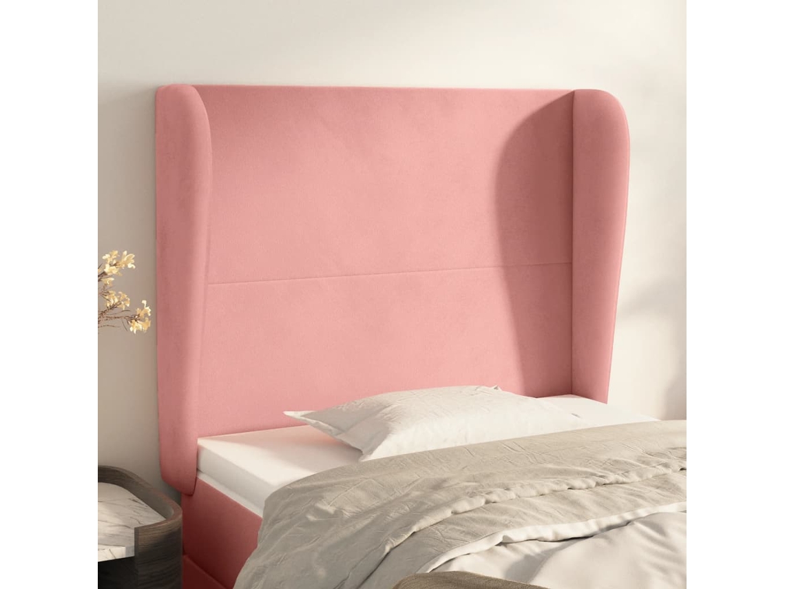 Cabecero con Alas de Terciopelo 93x23x118/128 cm Rosa