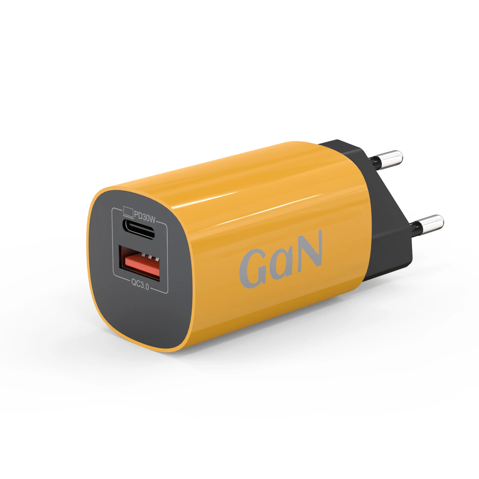 Carregador Gan De Porta Dupla Com Carregamento Rápido De 30 W, Usb-c/usb-a, Compatível Com Pd3.0/qc3.0/pps.