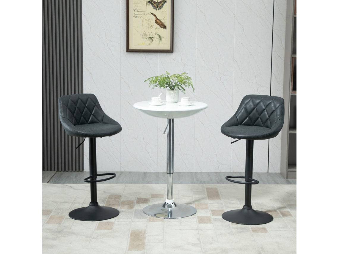Bancos de bar giratórios pretos, altura ajustável, base redonda, 51,5x48x83-104cm S/MARCA