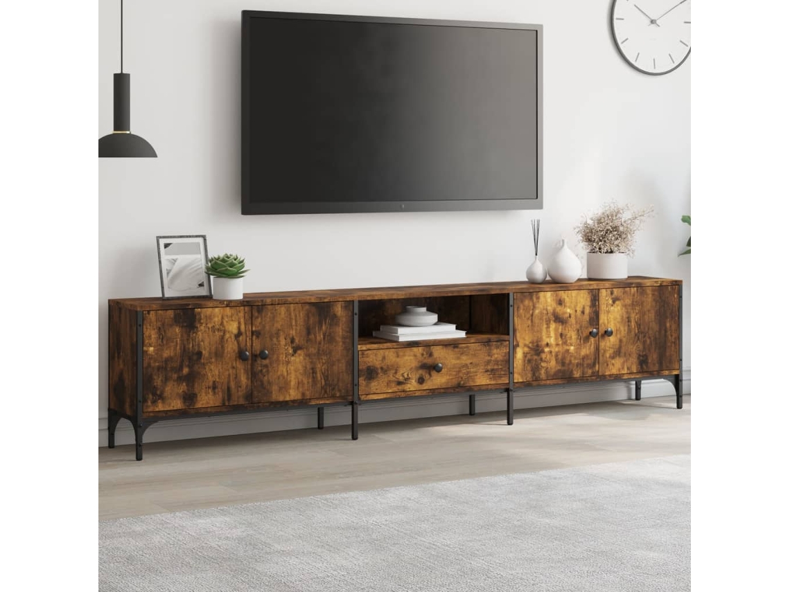 Vidaxl Móvel Tv C/ Gaveta 200x25x44 Cm Deriv. Madeira Carvalho Fumado