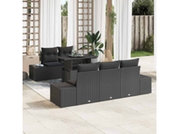Vidaxl Conjunto De Sofás 6 Unid. Preto Vime Pe