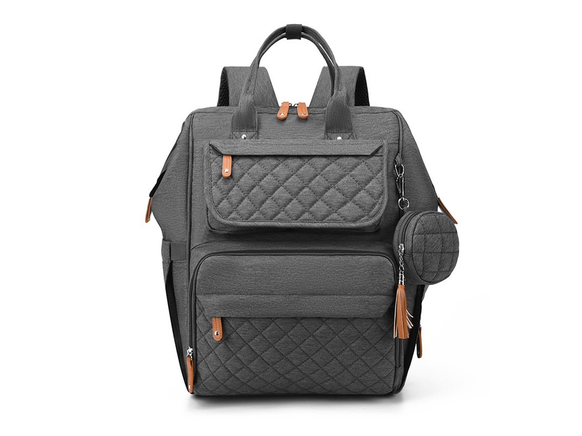 Mochila Maternal, Bolsa para Bebê de Grande Capacidade com Trocador de Fraldas, Presente para Futuras Mamães SPQMENT (cinza Escuro)