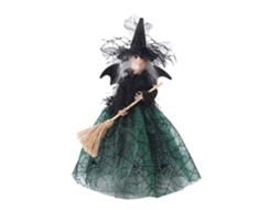 Laxiscreed Boneca Bruxa De Halloween Em Gaze E Paetês Para Decoração Assustadora 17x10x5cm
