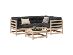 Vidaxl 5 Pcs Conjunto De Sofás Para Jardim Madeira De Pinho Maciça