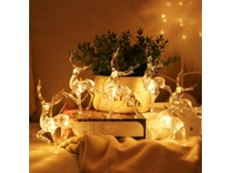 Luzes de Natal com rena interior 10 LED branco quente USB S/MARCA