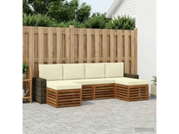 Vidaxl Conjunto De Sofás Para Exterior 6 Unid. Natural E Creme