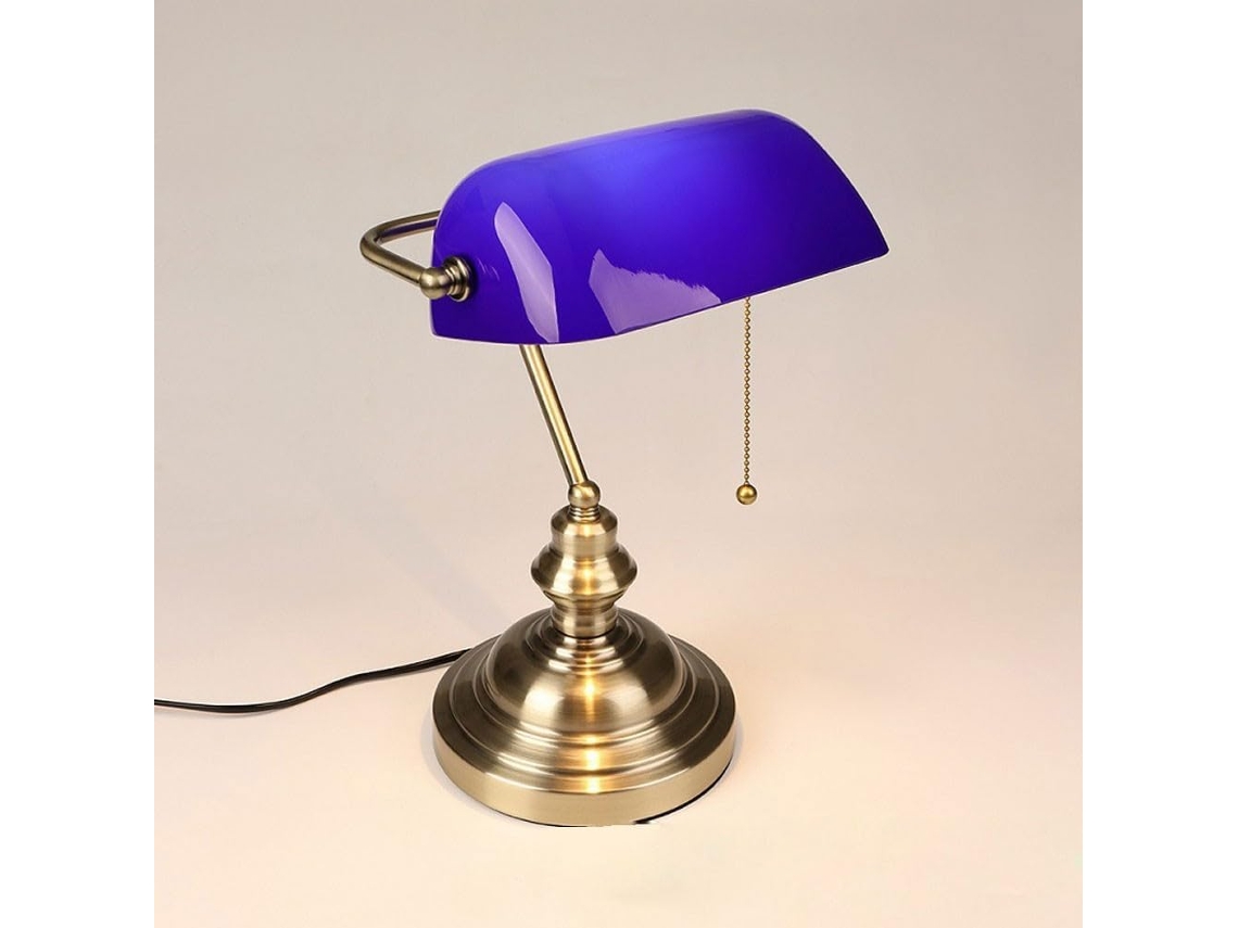 Luminária De Mesa Estilo Banqueiro Vintage Em Vidro Led Com Interruptor Zíper, Ideal Para Leitura E Como Luminária De