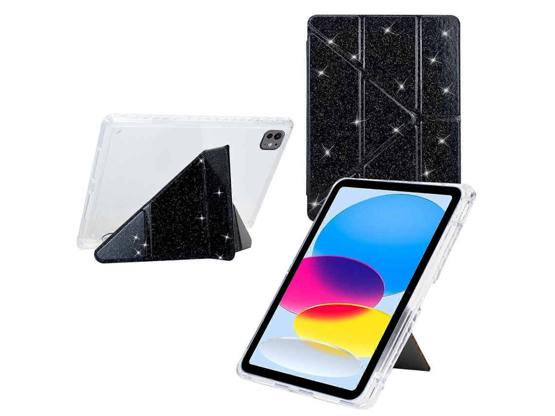 Capa inteligente de couro acrílico transparente Webake para tablet com glitter e dobra em Y