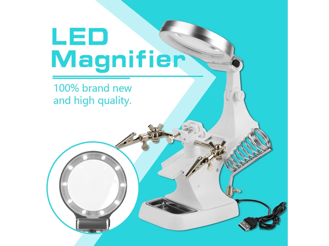 Laxiscreed Lupa De Mesa Com Luz Led E Suporte De Clips Para Trabalho Preciso