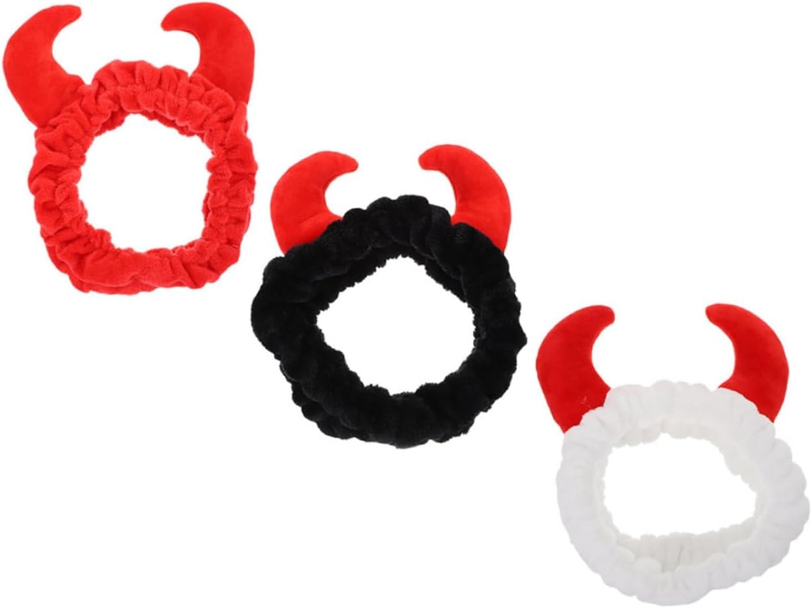 Conjunto De 3 Faixas Elásticas Para Lavar O Rosto, Ideais Para Mulheres, Perfeitas Para Maquiagem E Spa, Nas Cores Preto E Vermelho.