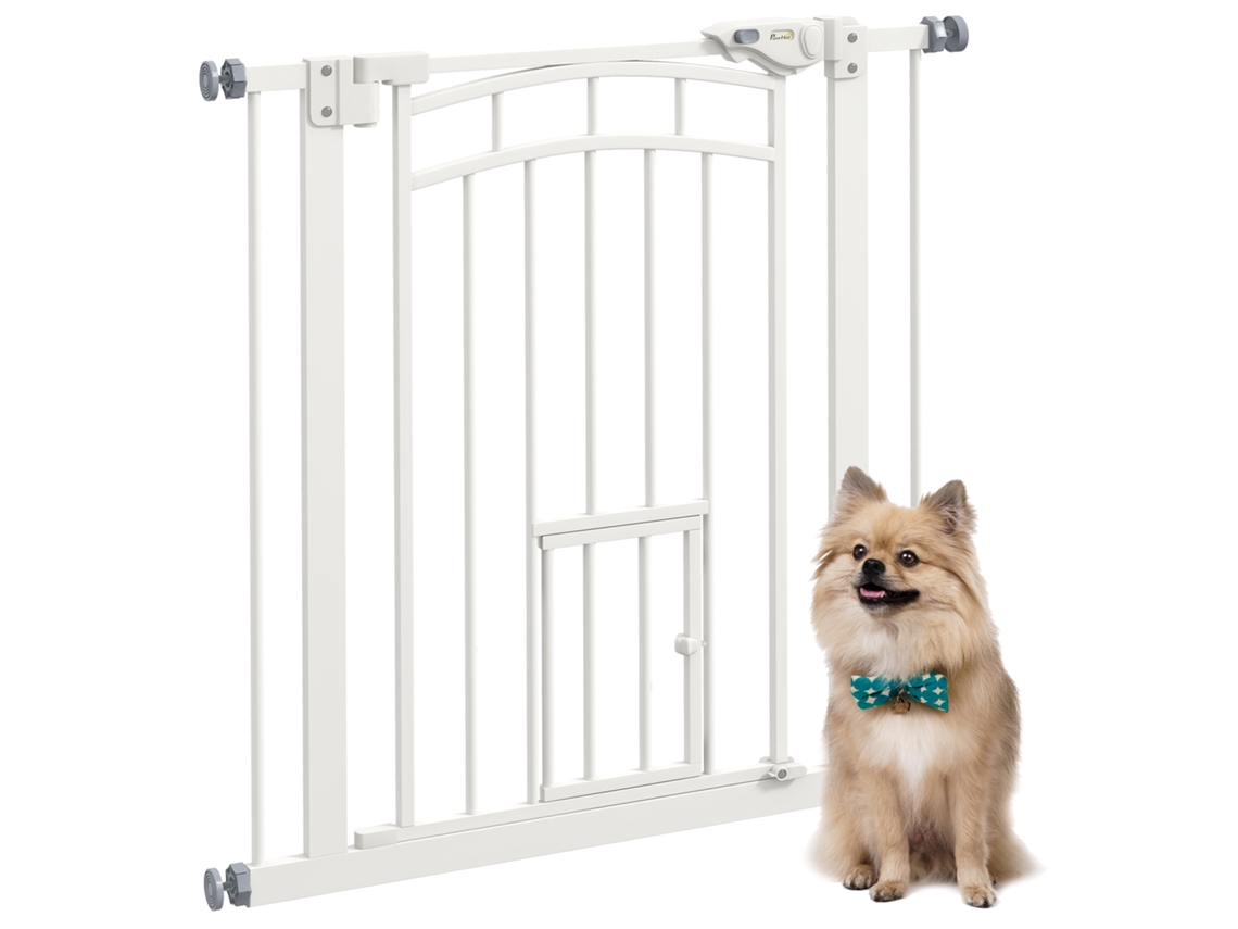 Barreira De Segurança 74-80 Cm Porta De Com Montagem A Pressão E Duplo Bloqueio Branco
