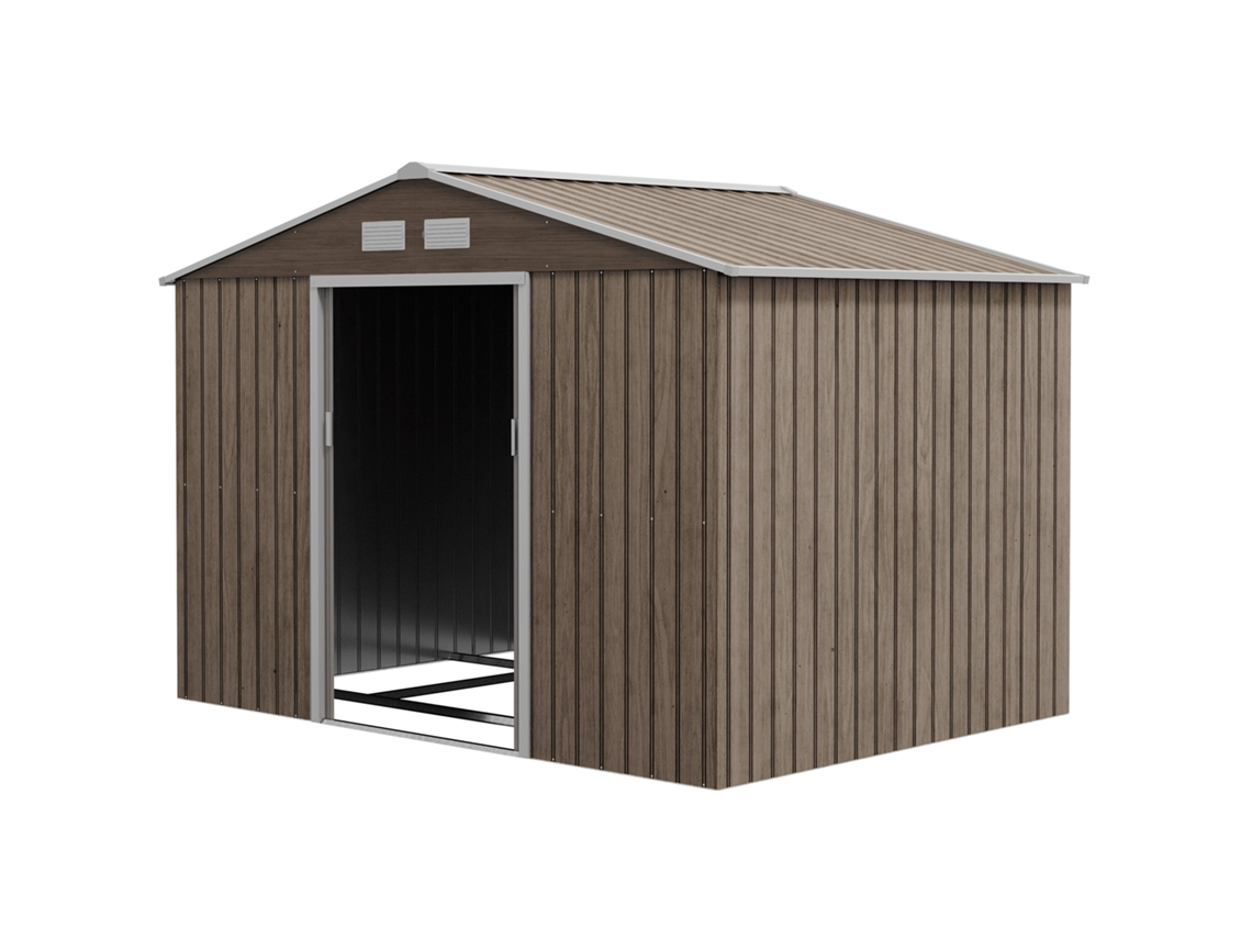 Galpão de Jardim 4,9 m² 277x195x192 cm S/MARCA com 2 portas deslizantes, telhado inclinado e efeito madeira