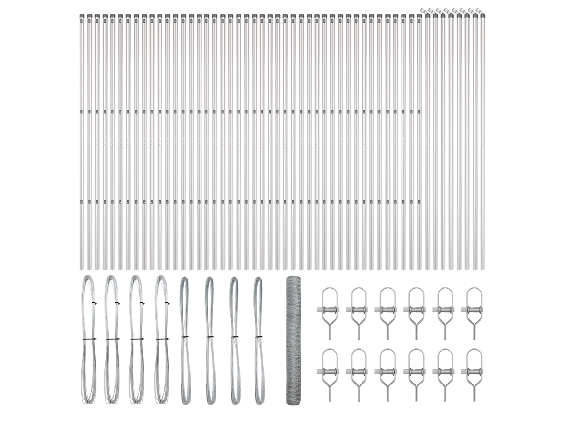 Conjunto 1 Cerca Para Jardim Vidaxl Prateado Aço (100 X 1,2 M)