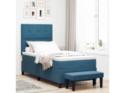 Vidaxl Cama Box Com Almofada Azul Escuro 200 X 100 Cm Veludo