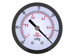 Manômetro de Vácuo YURU 50mm 0-30inhg/0-1bar com Rosca BSP 1/4 para Ar, Água, Óleo